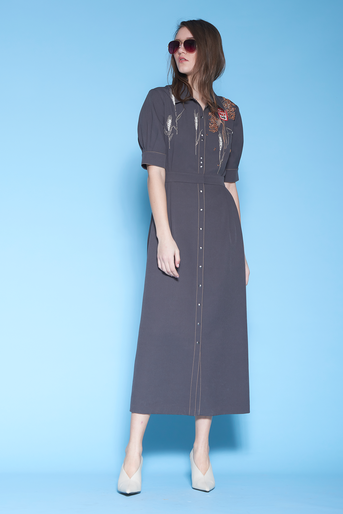 One Way Side Pleat Front Open Dress – Shahin Mannan