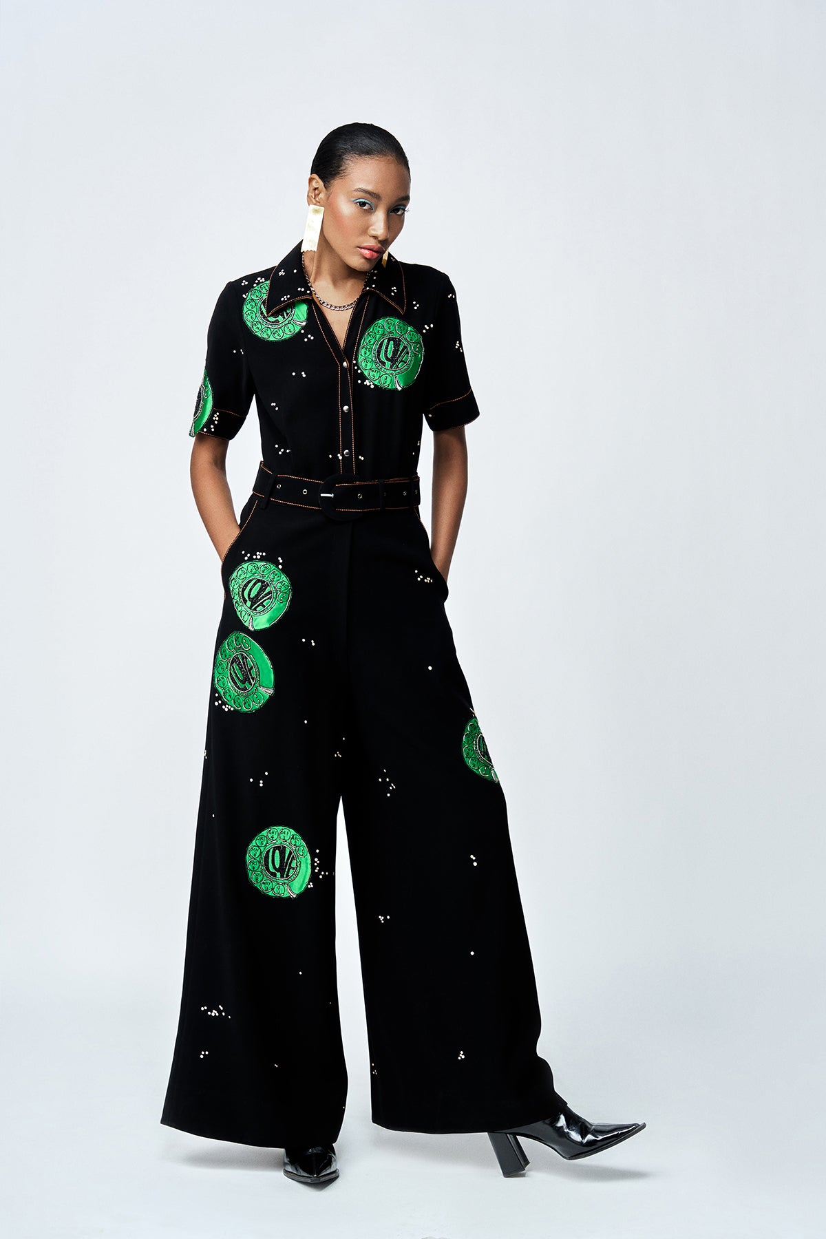 TELEPHONE DIAL JUMPSUIT WITH BELT