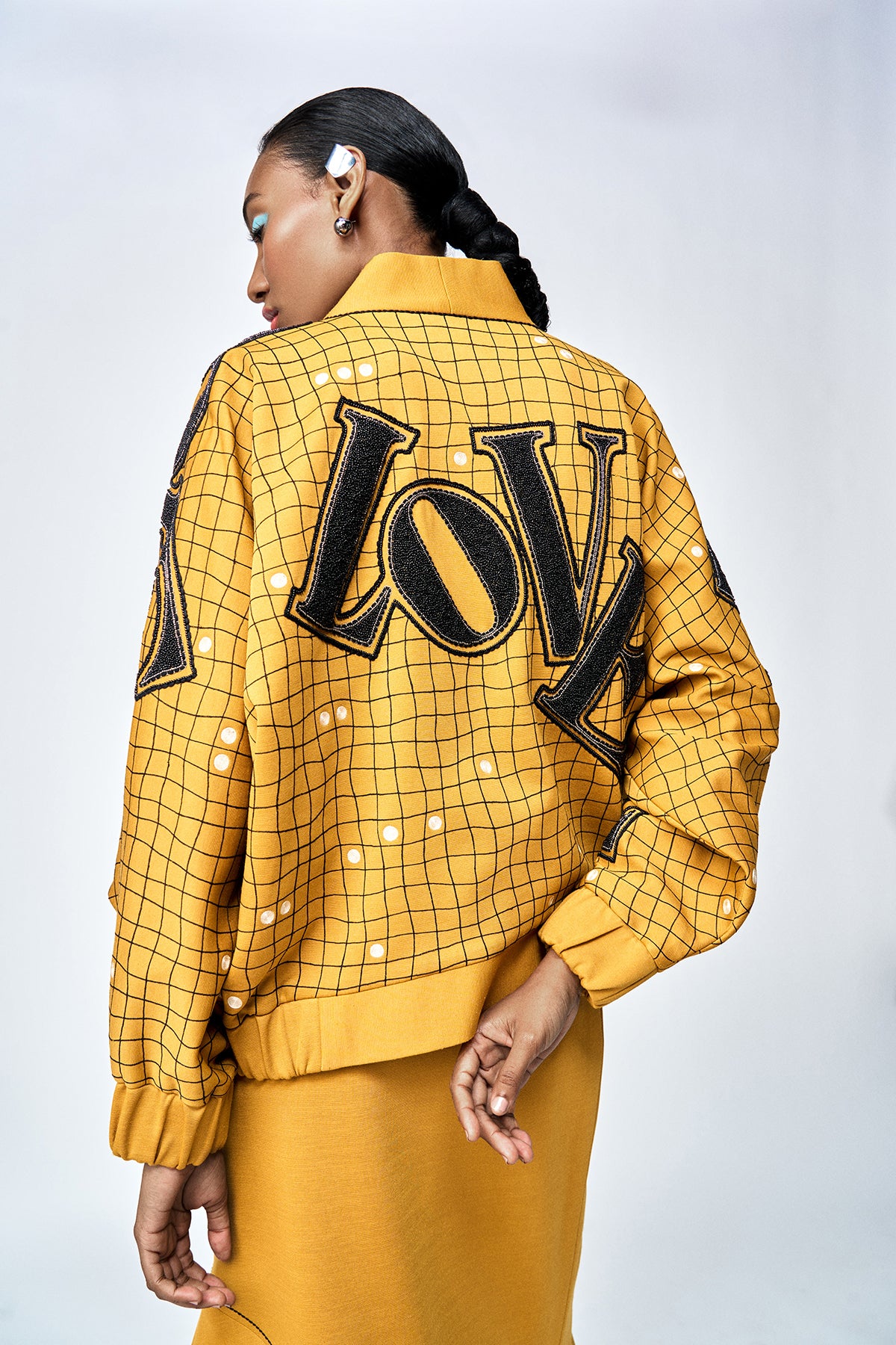 LOVE CHECKS KIMONO WITH ASYMETRIC SKIRT