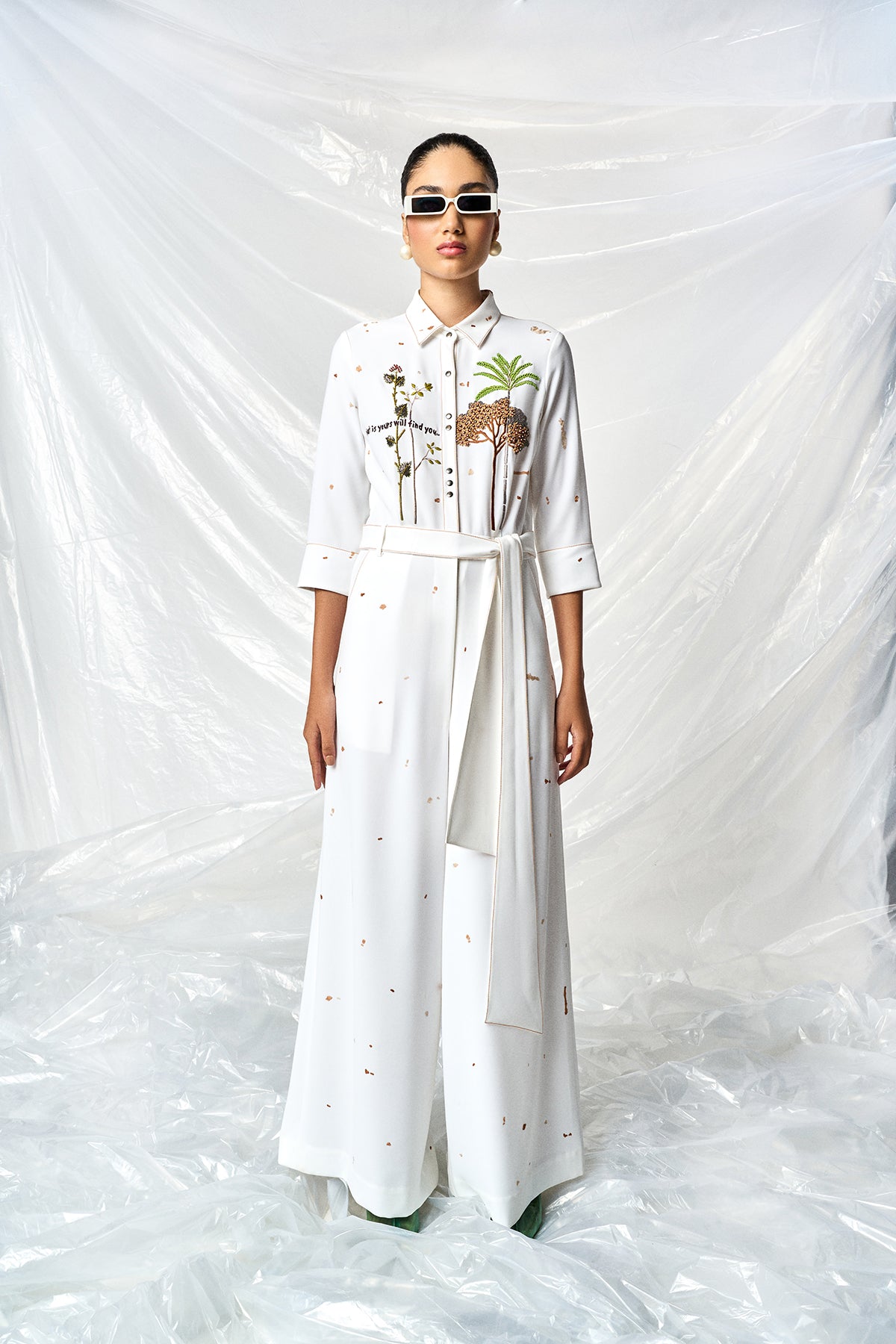 SUMMER PLANT JUMPSUIT WITH BELT