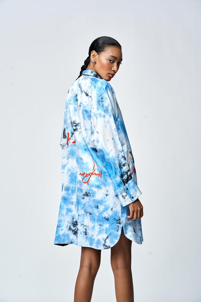 BUTTERFLY SCRIBBLE OVERSIZED SHIRT DRESS