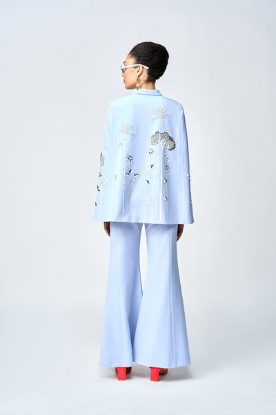 TROPICAL FOREST CAPE WITH BELL BOTTOM PANTS