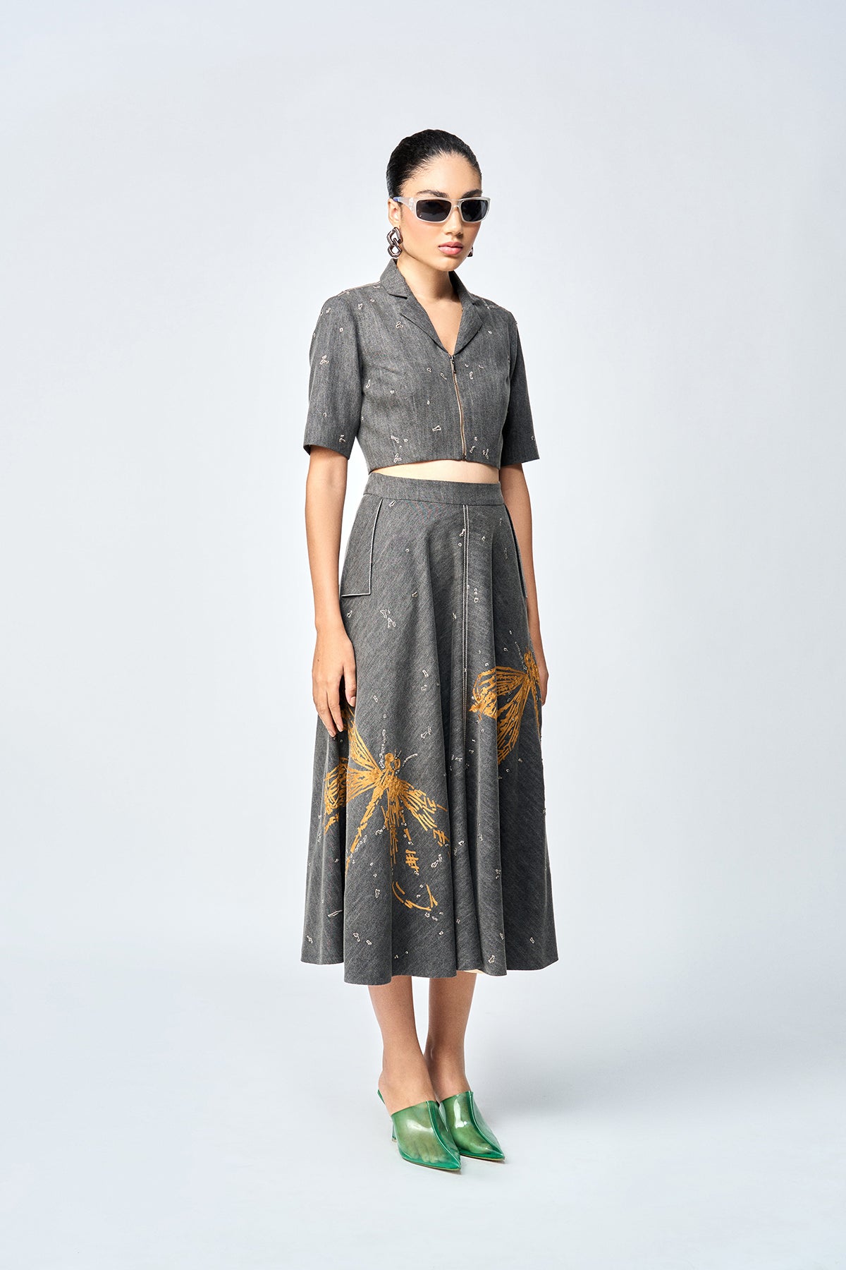 DRAGONFLY CROP TOP WITH CIRCULAR SKIRT