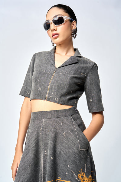 DRAGONFLY CROP TOP WITH CIRCULAR SKIRT