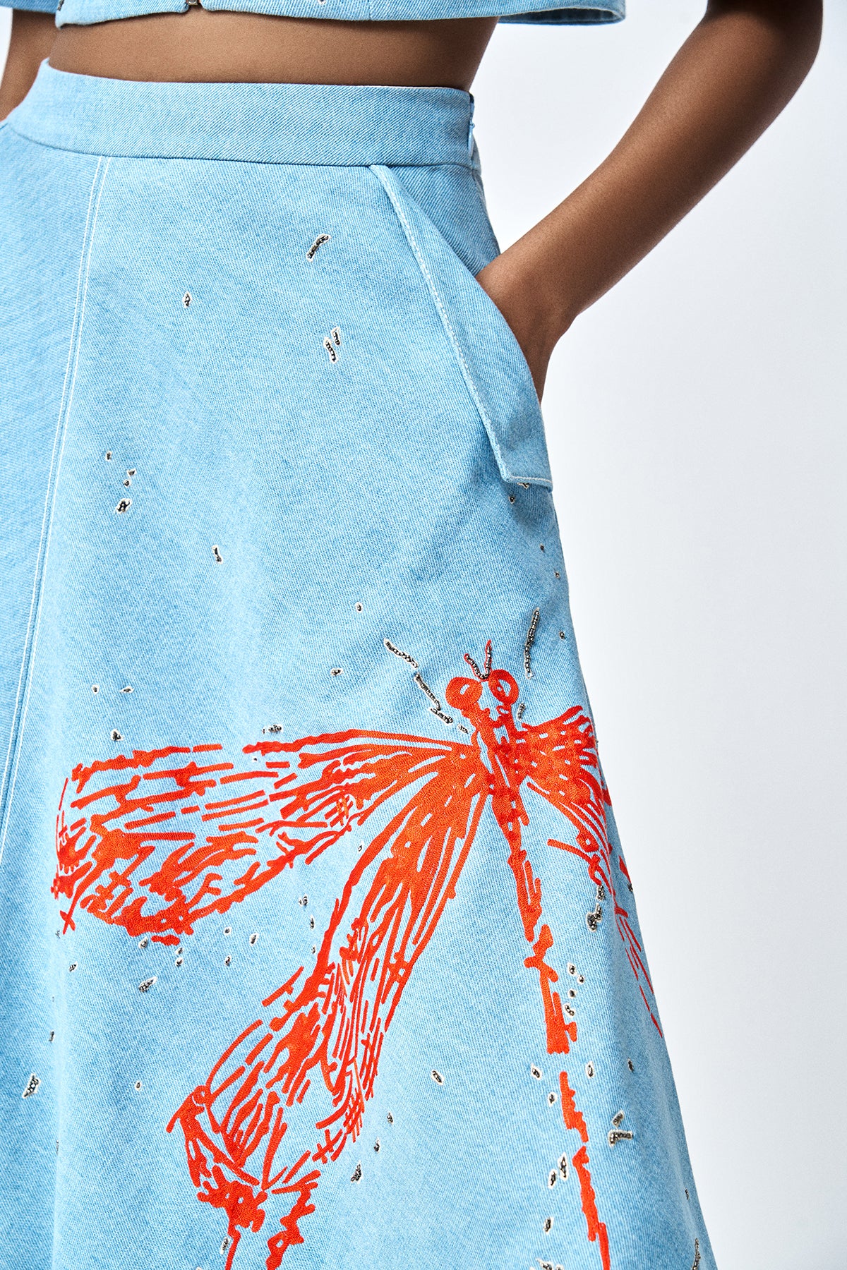 DRAGONFLY CROP TOP WITH CIRCULAR SKIRT