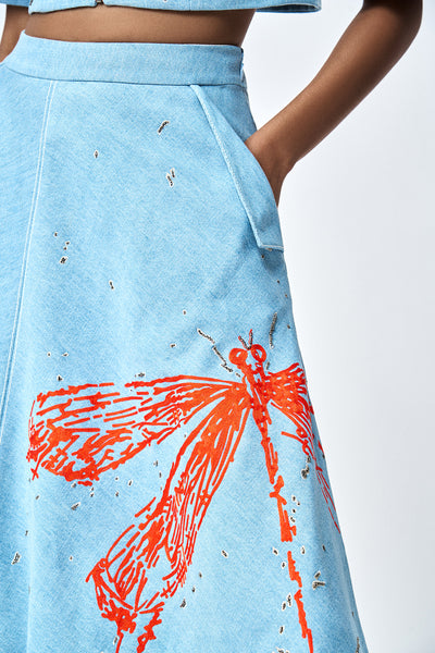 DRAGONFLY CROP TOP WITH CIRCULAR SKIRT