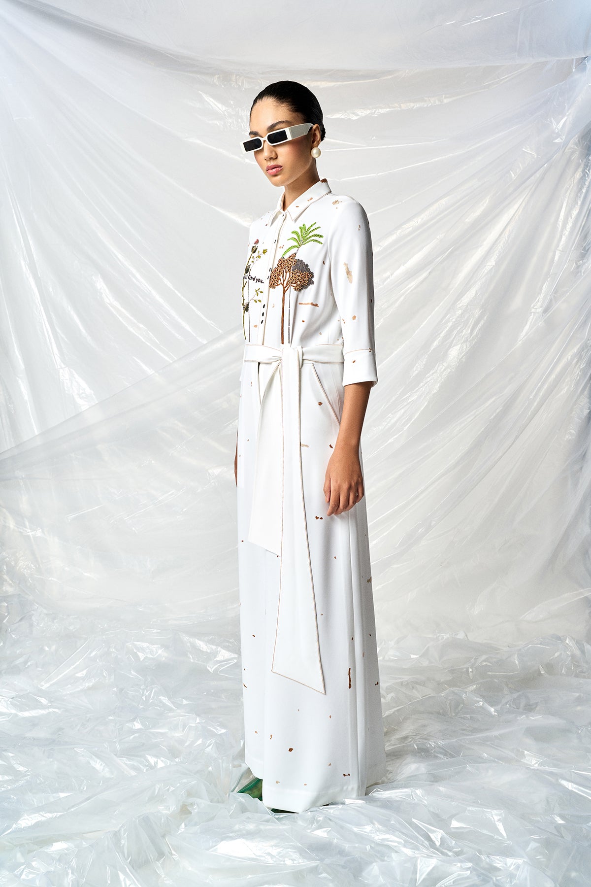 SUMMER PLANT JUMPSUIT WITH BELT