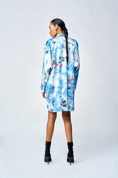 BUTTERFLY SCRIBBLE OVERSIZED SHIRT DRESS