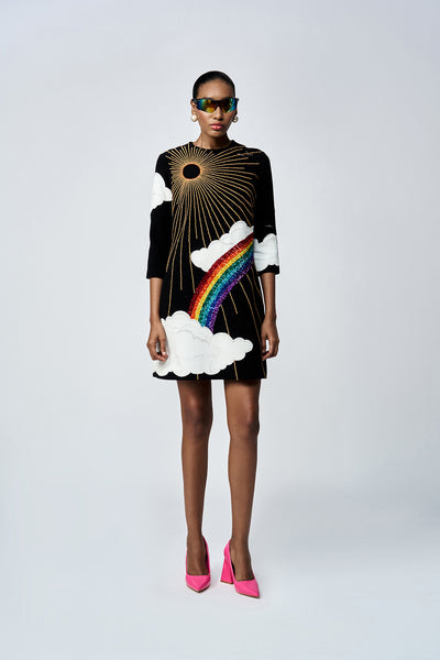 SUN CLOUDS RAINBOW MINI DRESS