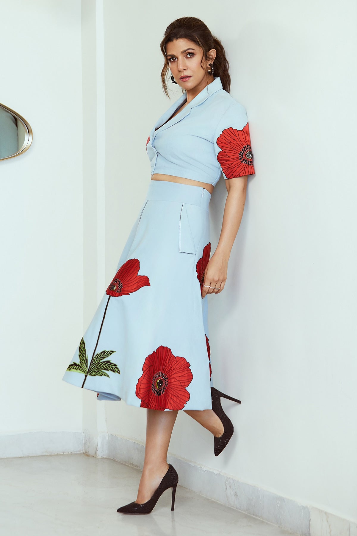 Nimrat Kaur In Poppy Double Breast Top And Circular Skirt