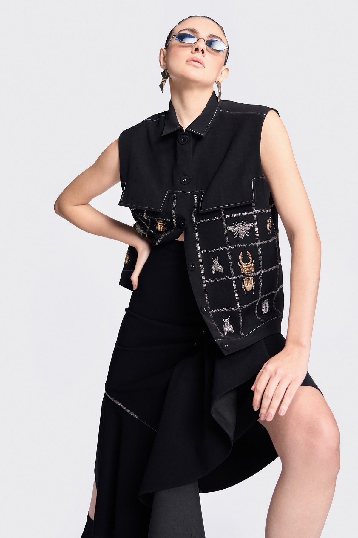 Insect Vest With Asymmetric Skirt