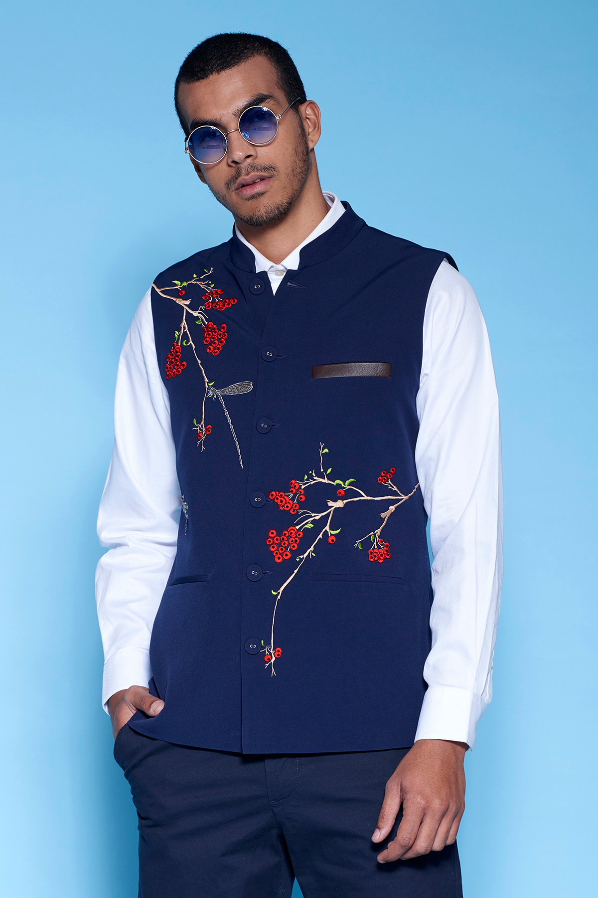 Berries and Dragonflies Nehru Jacket