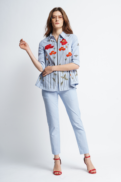 Narrow Pants of Poppy Garden Side Triangle Top