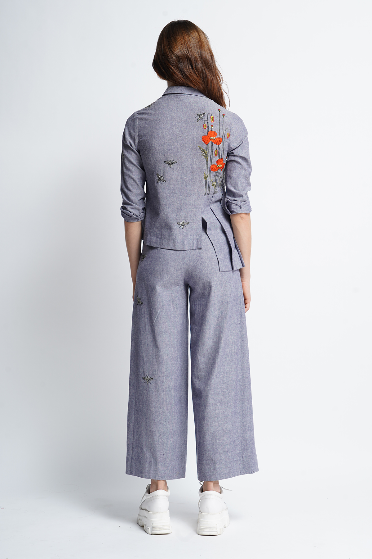 Poppy Garden Side Pleated Shirt with Matching Pants